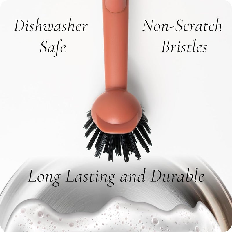Earth & Mango Magnetic Dish Brush – Dish Scrubber with Built-in Scraper – Snaps to Sink, Dries Fast, Declutters Your Counter (Terracotta Clay) - Image 5